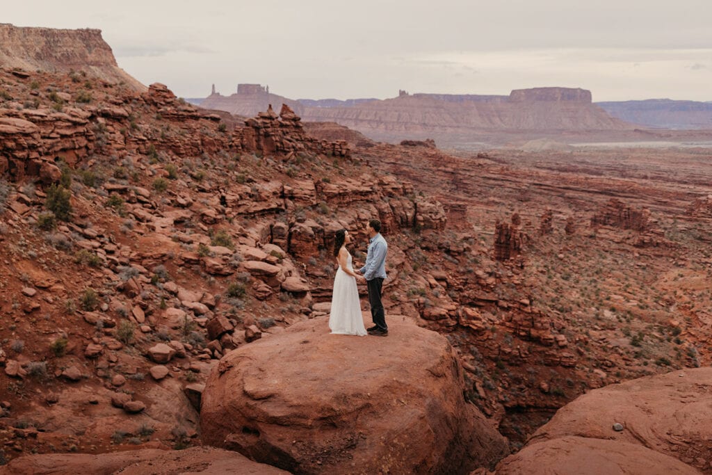 The couple shares their vows privately surrounded by Moab's features. 