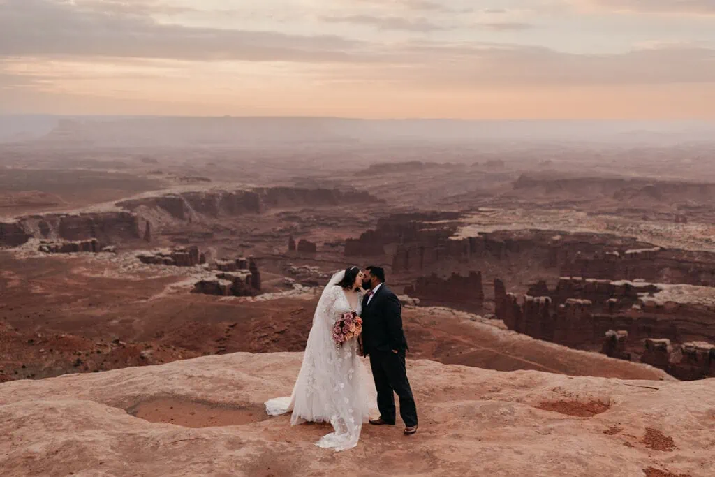 A couple gets married in Canyonlands National Park.