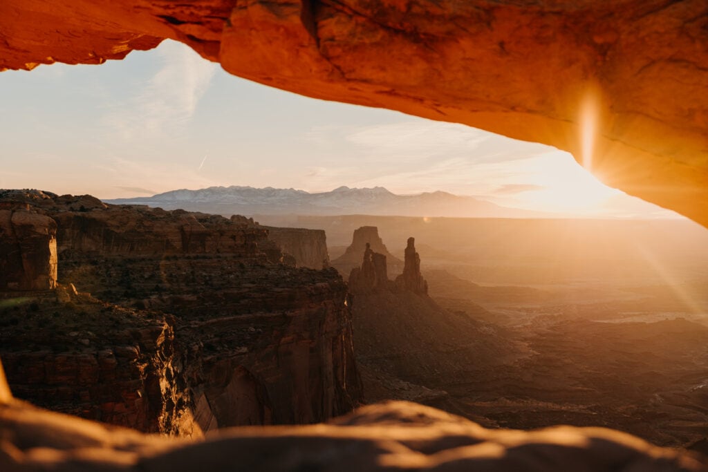 Sunrise through Mesa Arch in Canyonlands National Park 