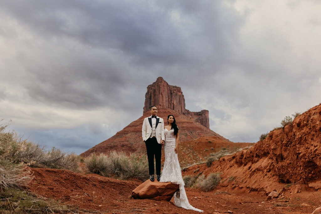 A portrait of the couple in Moab, Utah.