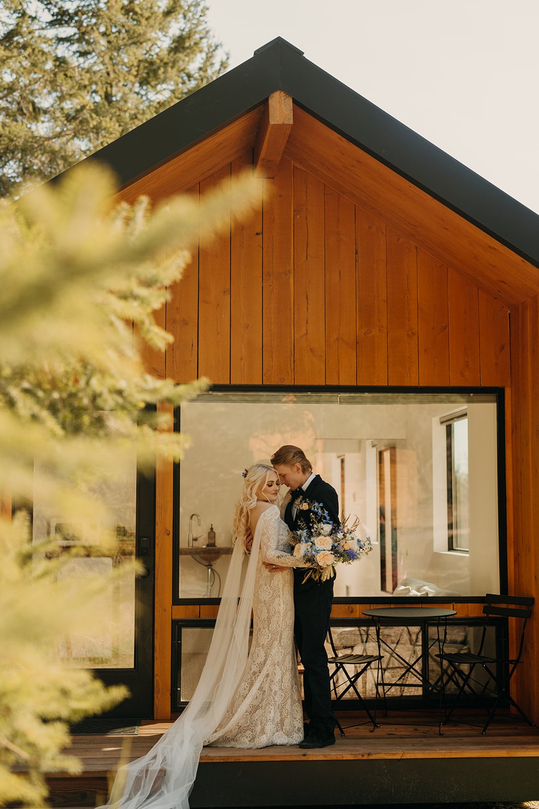 Saltwater Farm Wedding space where the couple shares a first look.