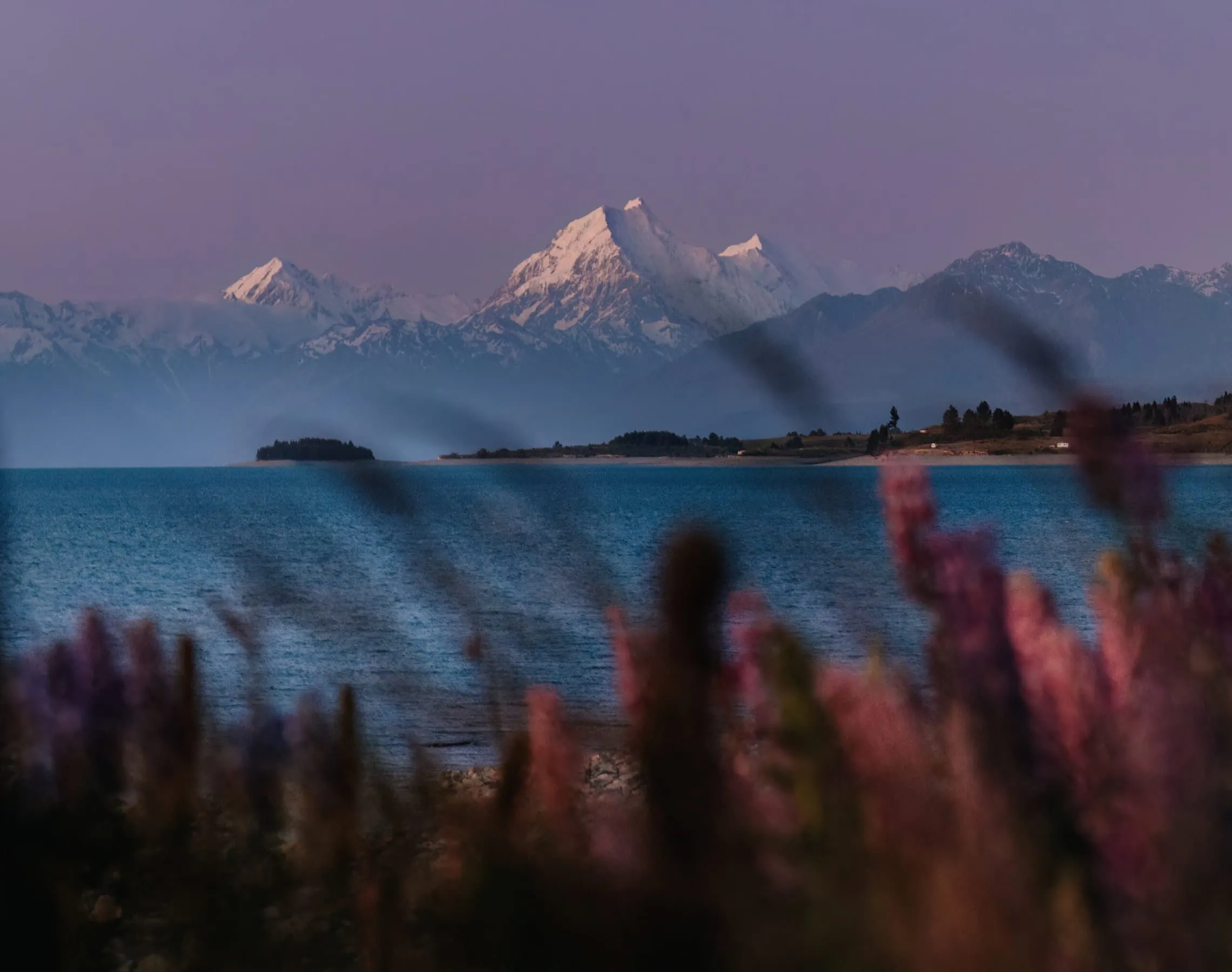 A view of Mt Cook at dusk.