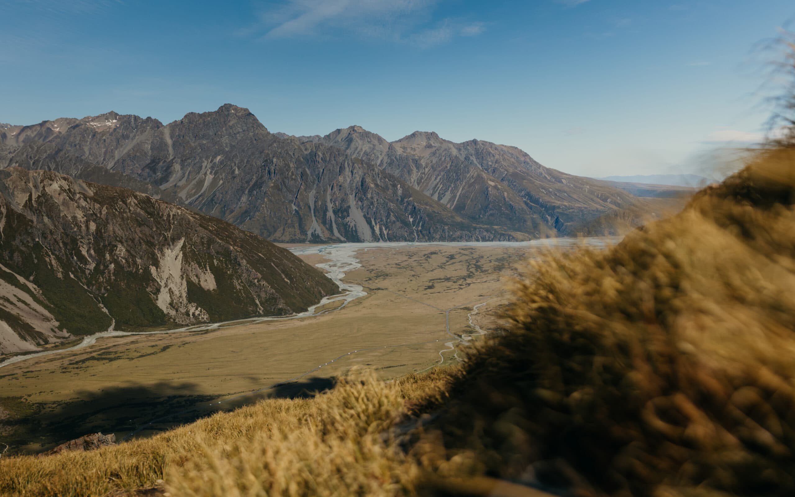 A view of the valley hiking up Mueller Hut.