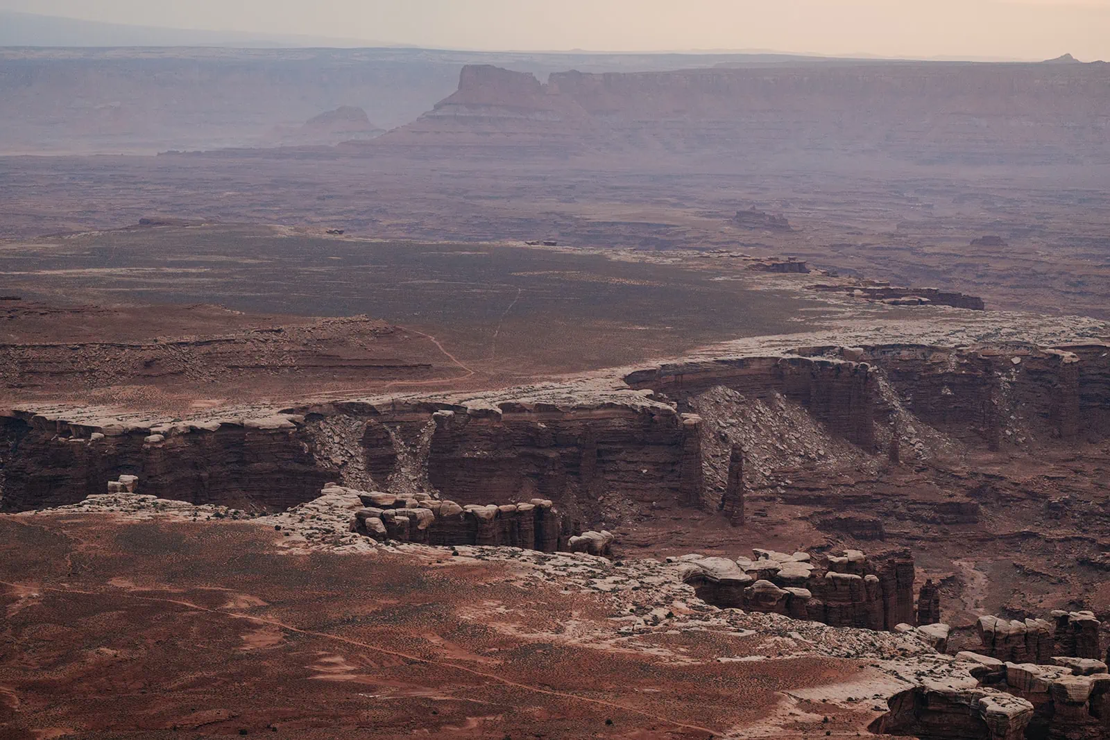 A sunrise image from a viewpoint at Canyonlands National Park