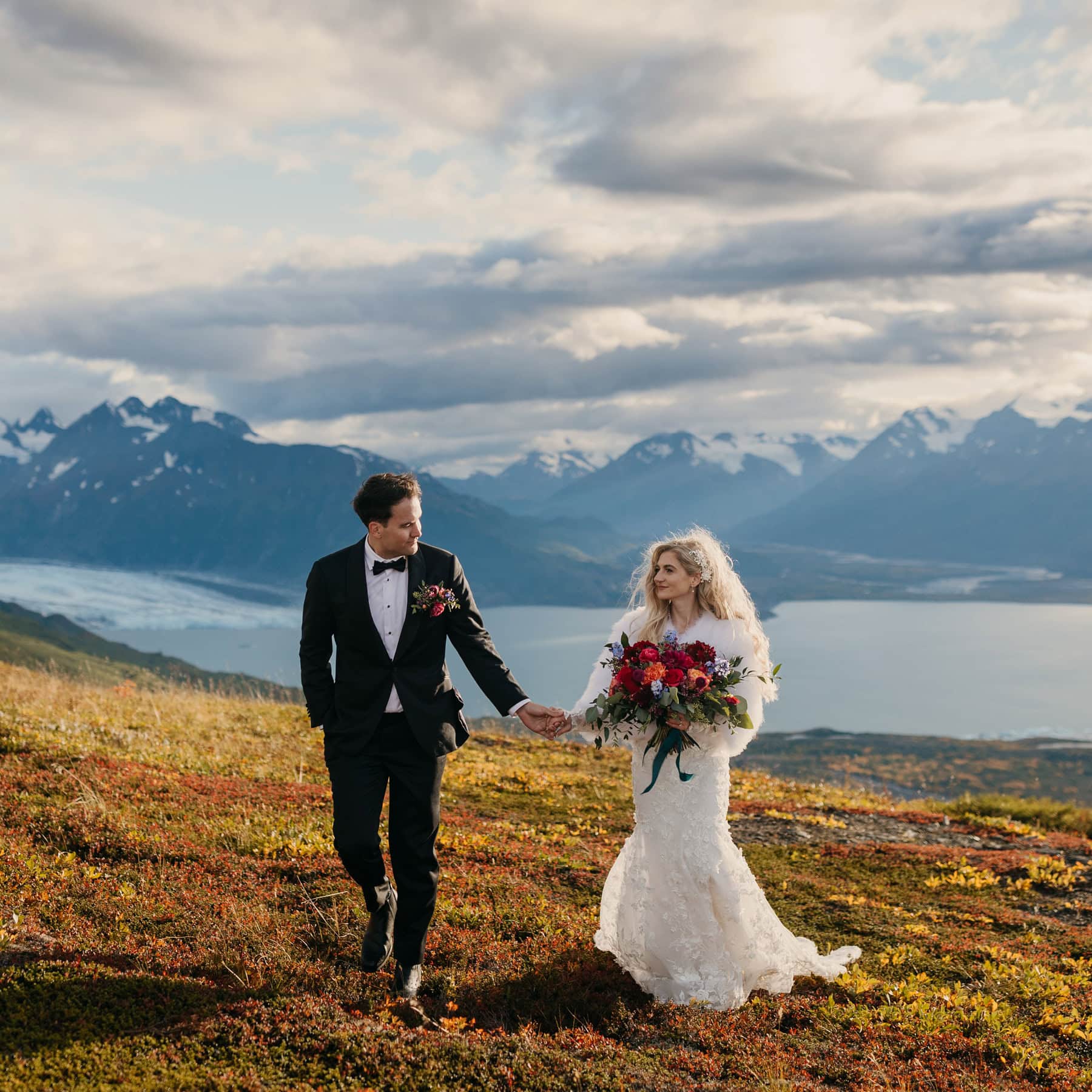 Album page of a couple walking hand in hand