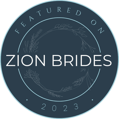 Badge that says "Featured On Zion Brides 2023."