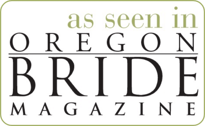 Logo that says "As Seen In Oregon Bride Magazine."
